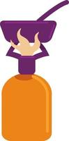 Cooking gas cylinder with frying pan semi flat color vector object