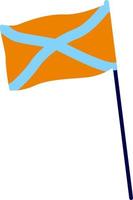 Flying orange flag with crossed stripes semi flat color vector object