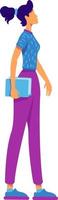 Female mentee with book semi flat color vector character