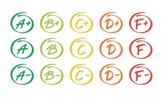 Grade mark in circul. Line icon Set. Symbols from best to worst. Vector illustration