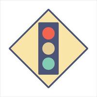 Traffic Light ahead icon. Warning sign on Yellow  background. Vector illustration