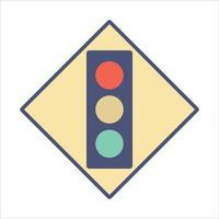 Traffic Light ahead icon. Warning sign on Yellow  background. Vector illustration