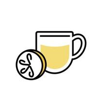 Lemon tea. Tea cup line icon concept. Citrus drink for power in the morning. Vector illustration