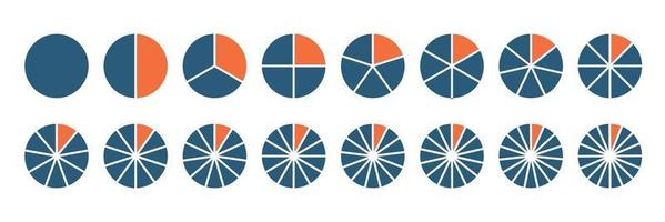 Pie chart inforgaphic set. Simply shapes pieces. Vector illustration