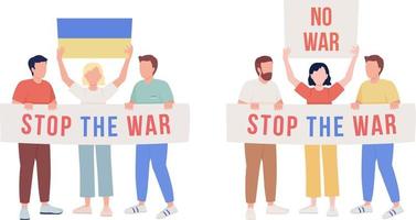 Activists semi flat color vector characters set