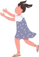 Little girl stretching arms forward semi flat color vector character