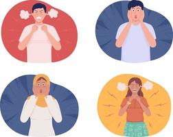 Overwhelming emotions 2D vector isolated illustrations set