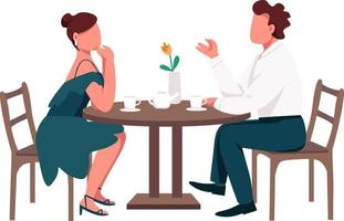 Couple on on romantic dinner date semi flat color vector characters
