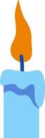 Burning blue candle semi flat color vector object