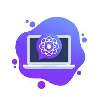 atom, nuclear research icon with a laptop vector