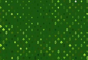 patrón de vector verde claro con símbolo de tarjetas.