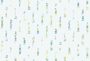 Light Blue, Yellow vector backdrop with music notes.