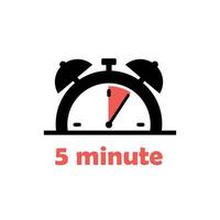 5 minute cooking time concept. Timer, hurry up. Vector illustration preparing symbol, isolated