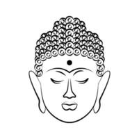 Buddha face. Line art design. Religion calmness balance. Vector illustration on white background