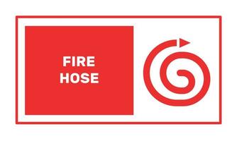 Fire hose informational sign. Safty label. Vector illustration on white background