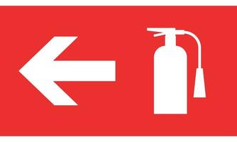 Informational sign Fire extinguisher Direction Right. Arrow. Vector illustration on red background