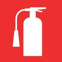 Fire extinguisher informational symbol. Safety label. Silhouette on red background. Vector illustration