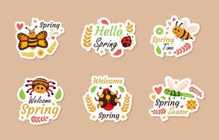 Spring Animal Insect Sticker Package vector