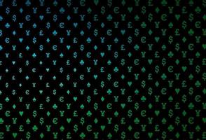 Dark blue, green vector template with poker symbols.