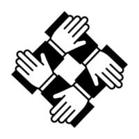 icono de línea de manos juntas del equipo. concepto de asociación empresarial. ilustración vectorial vector