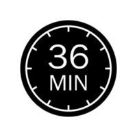 Icono de 36 minutos. símbolo para etiquetas de productos. tiempo de cocción, tiempo de aplicación cosmética o química, tiempo de deporte. ilustración vectorial vector