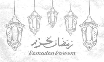 boceto dibujado a mano de la linterna de ramadán con textura de pincel para ramadan kareem vector