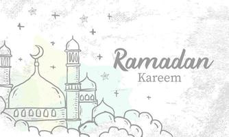 Hand drawn Sketch of Ramadan Lantern with grunge Background. Vector Illustration - Vector