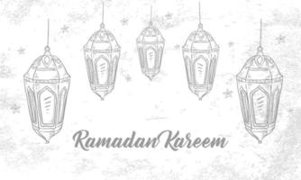 Hand Drawn Sketch of Ramadan Lantern with Brush Texture for Ramadan Kareem vector