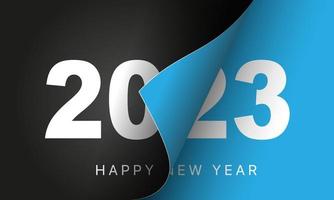 feliz año nuevo 2023 plantilla de diseño de tarjeta de felicitación de vacaciones de invierno. finales de 2022 y principios de 2023. el concepto del comienzo del nuevo año. la página del calendario da la vuelta y comienza el nuevo año. vector