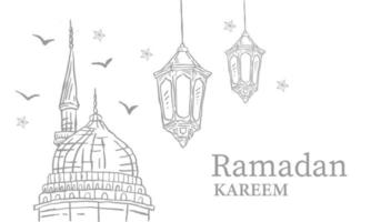 Hand Drawn Sketch of Ramadan Lantern with Brush Texture for Ramadan Kareem vector