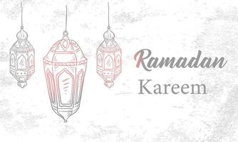 Hand Drawn Sketch of Ramadan Lantern with Brush Texture for Ramadan Kareem vector