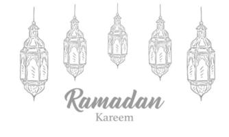 Hand Drawn Sketch of Ramadan Lantern with Brush Texture for Ramadan Kareem vector