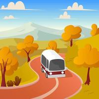 viaje por carretera a través de paisajes naturales vector