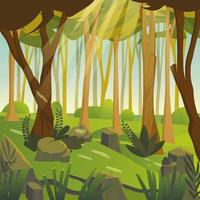 Summer Forest with Rocks and Foliages Background vector