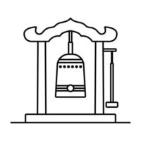 Bonsho line concept. Japaneses bell. Vector illustration on white background