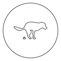 The dog poops icon in circle round outline black color vector illustration flat style image