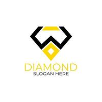Letter w Diamond Logo Design with Line Art Style.  Design Concept, Logos, Logogram, Logotype Diamond Template vector