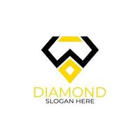 diseño de logotipo de letra w diamante con estilo de arte de línea. concepto de diseño, logotipos, logograma, plantilla de diamante de logotipo vector