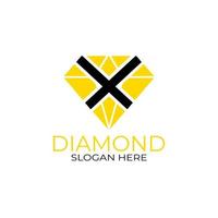 diseño de logotipo de letra x diamante. concepto de diseño, logotipos, logograma, plantilla de diamante de logotipo vector