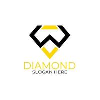 diseño de logotipo de letra w diamante con estilo de arte de línea. concepto de diseño, logotipos, logograma, plantilla de diamante de logotipo vector