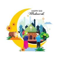 Eid mubarak vector and  illustration premium design