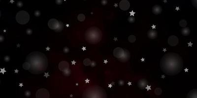 Dark Red vector background with circles, stars.