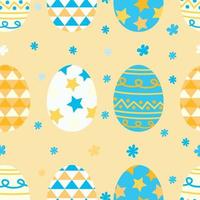 Easter Eggs repeat pattern design. Hand-drawn background. Holidays pattern for wrapping paper or fabric. vector