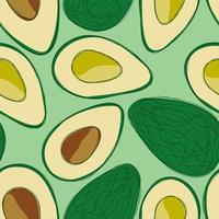 Avocado repeat pattern design. Hand-drawn background. Modern pattern for wrapping paper or fabric. vector