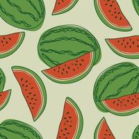 Watermelon repeat pattern design. Hand-drawn background. floral pattern for wrapping paper or fabric. vector