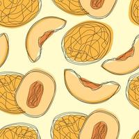 Melon repeat pattern design. Hand-drawn background. fruit pattern for wrapping paper or fabric. vector