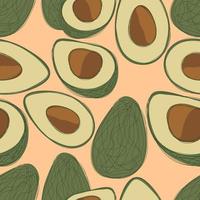 Avocado repeat pattern design. Hand-drawn background. Modern pattern for wrapping paper or fabric. vector