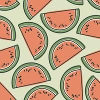 Watermelon repeat pattern design. Hand-drawn background. floral pattern for wrapping paper or fabric. vector