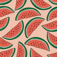 Watermelon repeat pattern design. Hand-drawn background. floral pattern for wrapping paper or fabric. vector