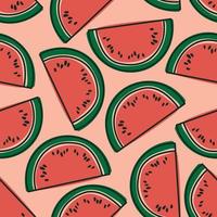 Watermelon repeat pattern design. Hand-drawn background. floral pattern for wrapping paper or fabric. vector